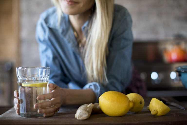 gabby with lemon water