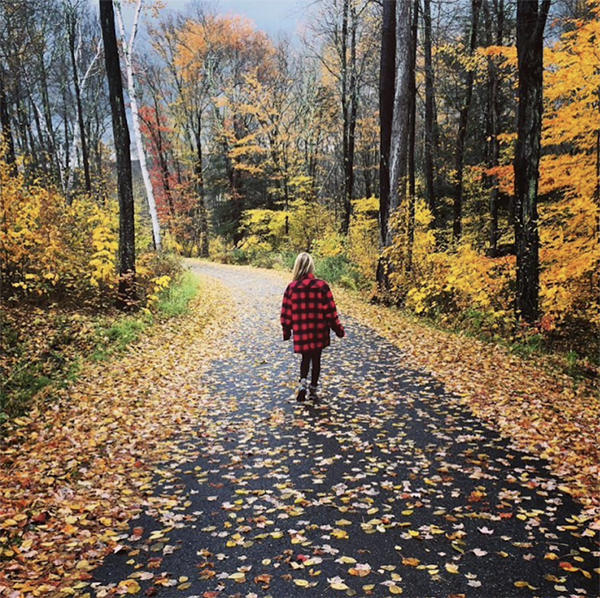 Gabby walking in the fall