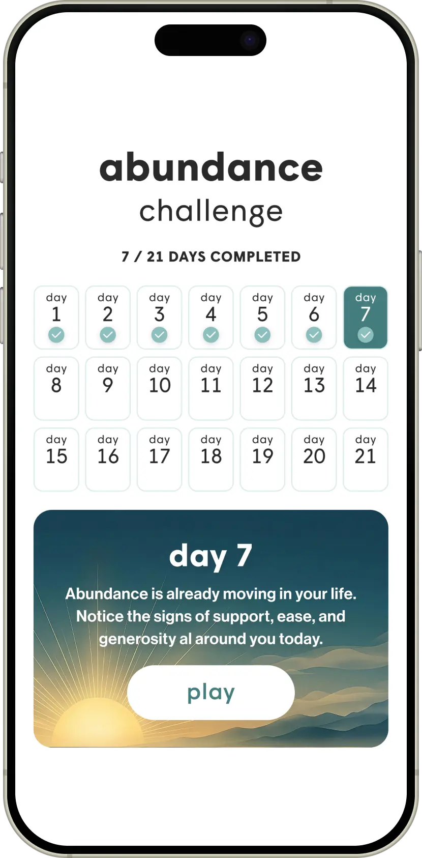 21-day abundance calendar