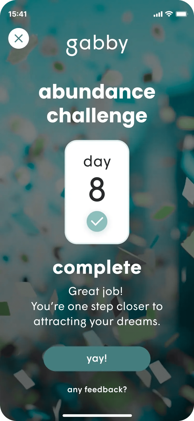 Challenge completion screen